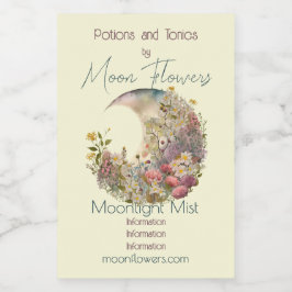 Create Your Own Wildflowers Floral Crescent Moon Weinetikett