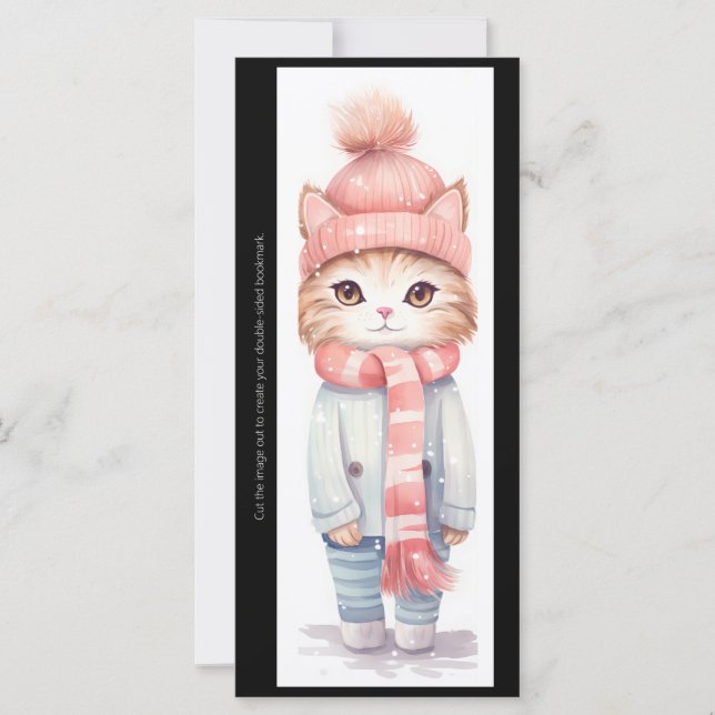 Create Your Own Winter Kitten Bookmark Card (Vorderseite)