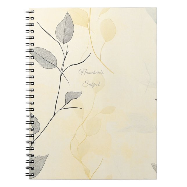Create Your Own Yellow & Gray Floral Minimalist Notizblock (Vorderseite)