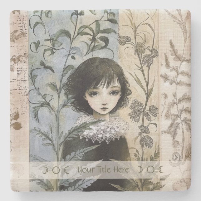 Create Your Own Young Hedge Witch Botanical Steinuntersetzer (Vorderseite)