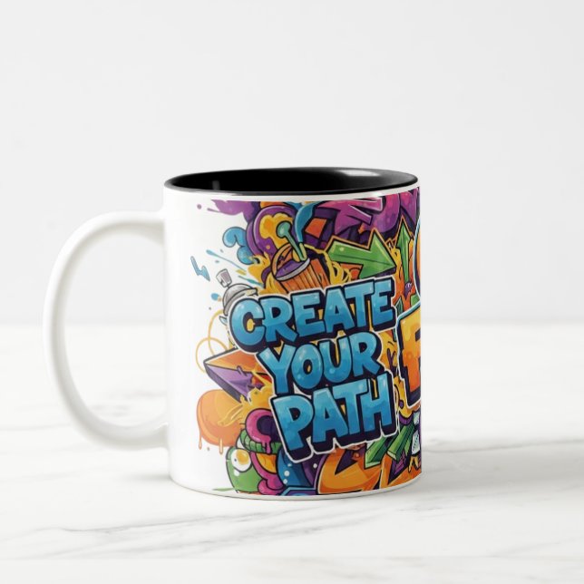 "Create Your Path" Graffiti-Tasse Zweifarbige Tasse (Links)