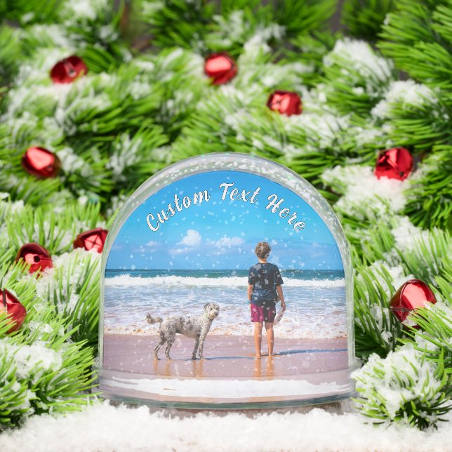 Create Your Pet Photo Snow Globe Gift Custom Text Schneekugeln (Weihnachten)