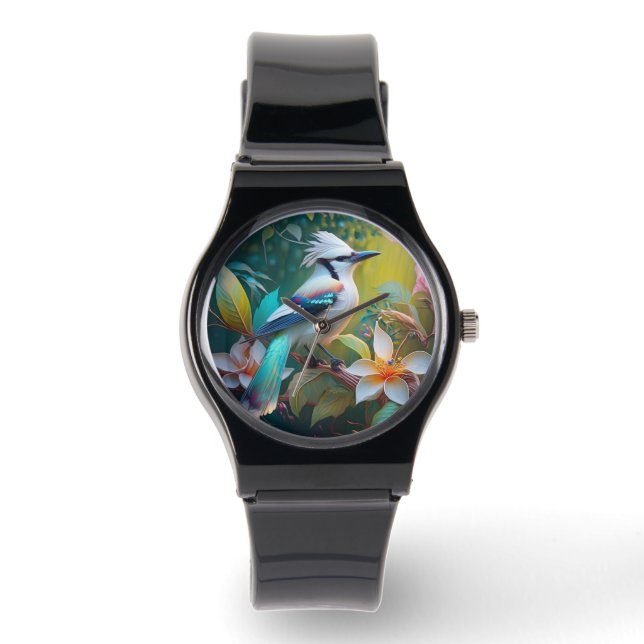 Created Aquamarin Winged Jay Armbanduhr (Vorderseite)