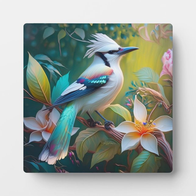 Created Aquamarin Winged Jay Fotoplatte (Vorderseite)