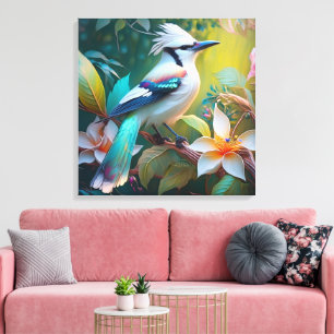 Created Aquamarin Winged Jay Leinwanddruck