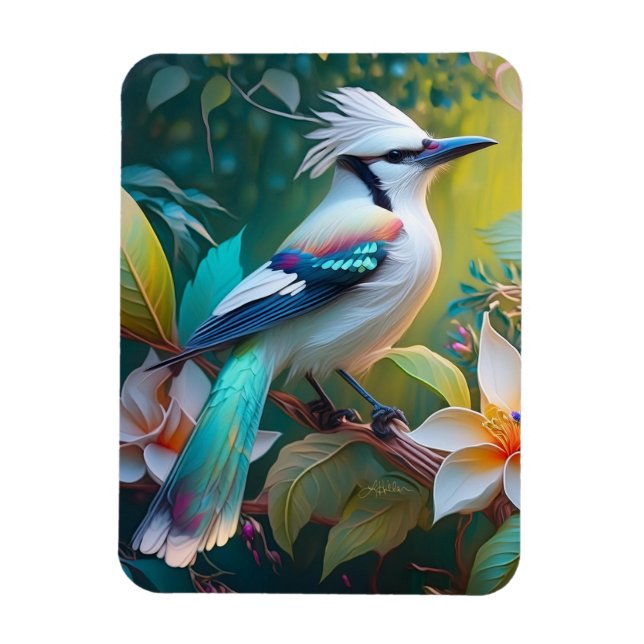 Created Aquamarin Winged Jay Magnet (Vertikal)