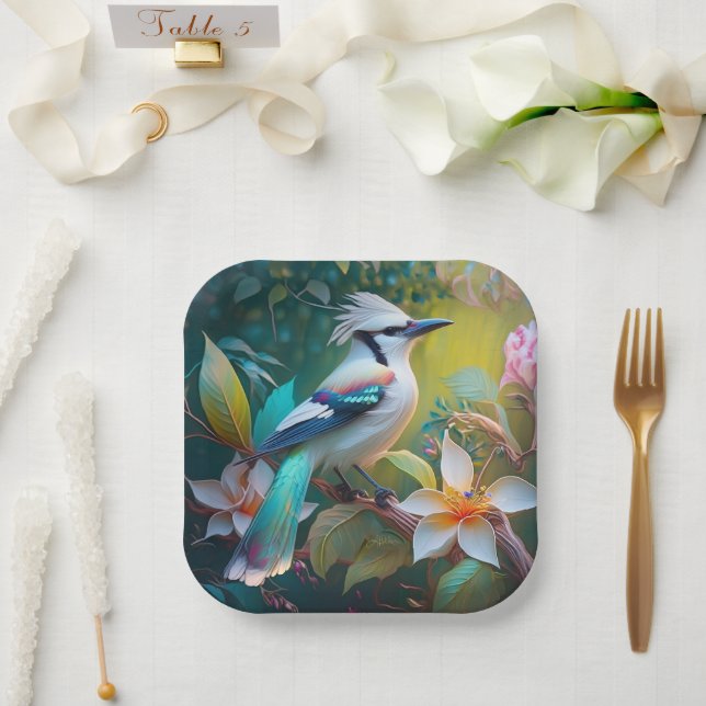 Created Aquamarin Winged Jay Pappteller (Hochzeit)