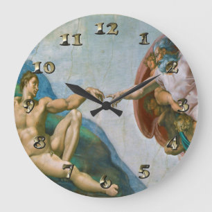 Creation of Adam - Michelangelo 1475 - 1564 Große Wanduhr