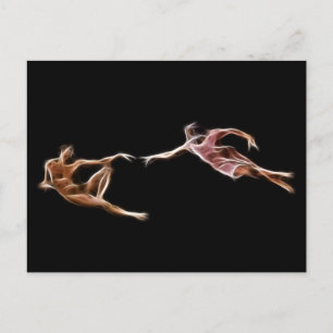 Creation of Adam Michelangelo Fractal Painting Postkarte
