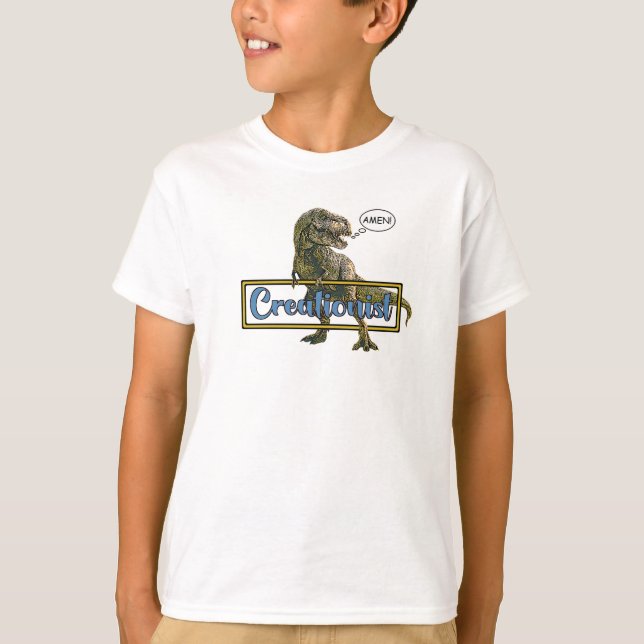 Creationist T-Rex Dinosaur anpassbarer Kommentar T-Shirt (Vorderseite)