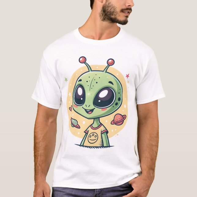 Creative Alien Head Illustration T-Shirt (Vorderseite)