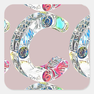 Creative Alphabet C Letter Quadratischer Aufkleber