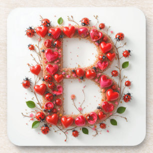 Creative Alphabet Letter B mit Herzformen Getränkeuntersetzer
