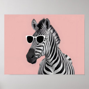 Creative Animal Concept: Zebra mit Sonnenbrille Poster