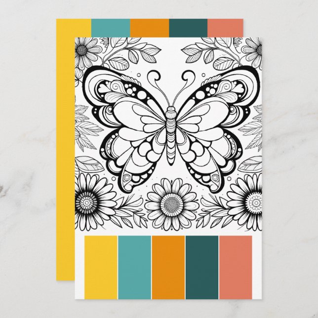 Creative Art Therapy Cards Butterfly Coloring Einladung (Vorne/Hinten)