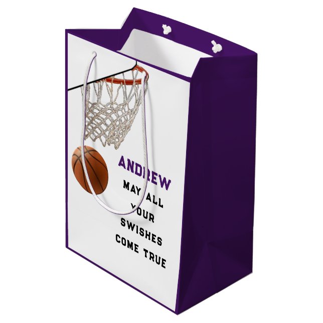 Creative Basketball Medium Geschenktasche Mittlere Geschenktüte (Rückseite Schrägansicht)