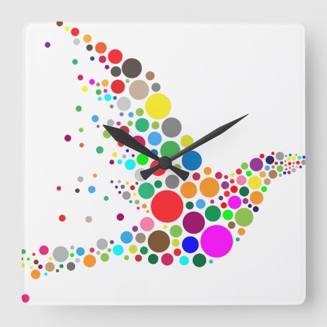 Creative Bird Quadratische Wanduhr (Vorderseite)
