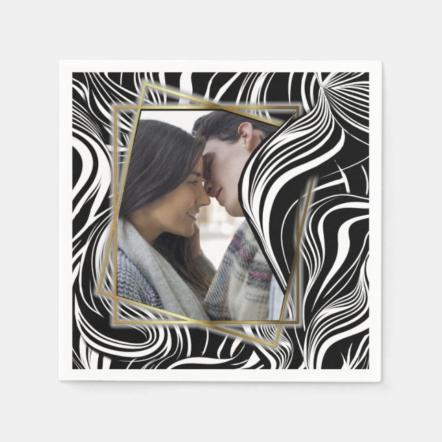 Creative Black and White Seamless Abstrakt Serviette (Vorderseite)