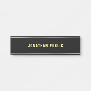 Creative Black Gold Text Name Clean Template Chic Türschild