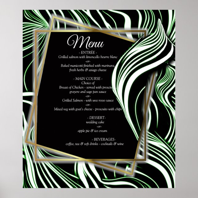 Creative Black, White & Green Nahtlos Abstrakt Poster (Vorne)