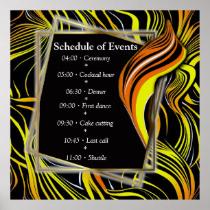 Creative Black, Yellow & Orange Nahtlos Abstrakt Poster