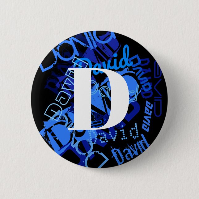 Creative Blue Monogram Button (Vorderseite)