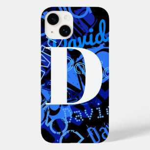 Creative Blue Monogram Case-Mate iPhone 14 Hülle