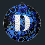 Creative Blue Monogram Dartscheibe<br><div class="desc">Farbenfrohe,  moderne Monografie.</div>
