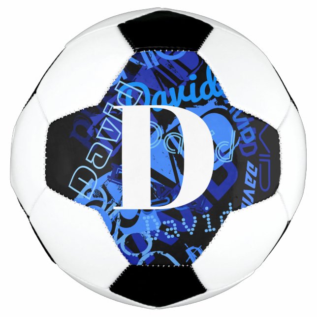 Creative Blue Monogram Fußball (Vorderseite)