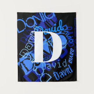 Creative Blue Monogram Wandteppich