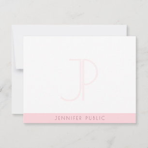 Creative Blush Pink Monogram Modern Minimalistisch Mitteilungskarte