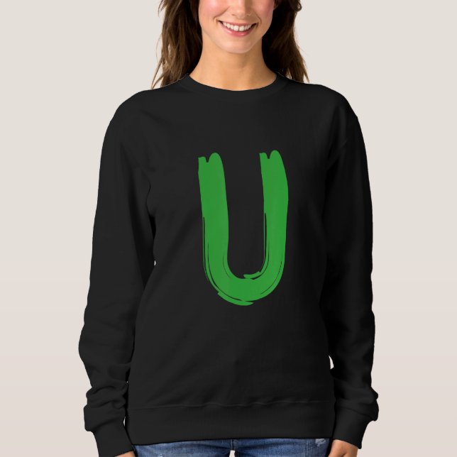 Creative Bold Green Letter U - Design Alphabet - M Sweatshirt (Vorderseite)