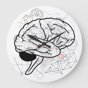 Creative Brain Artwork mit Science Theme Große Wanduhr