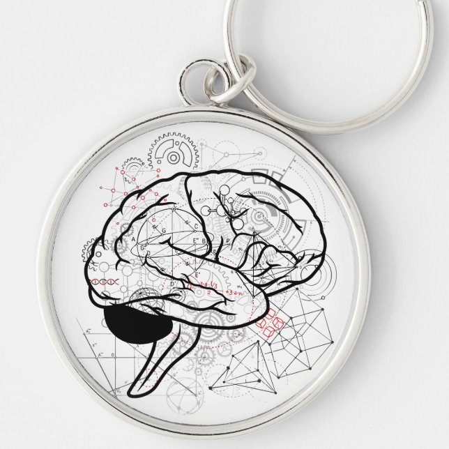 Creative Brain Artwork mit Science Theme Schlüsselanhänger (Vorne)