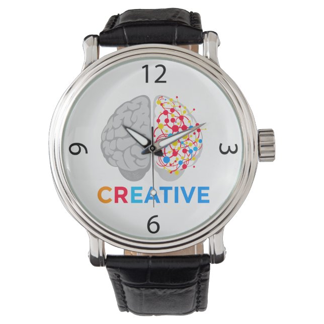 Creative Brain Left Right Hemisphere Armbanduhr (Vorderseite)