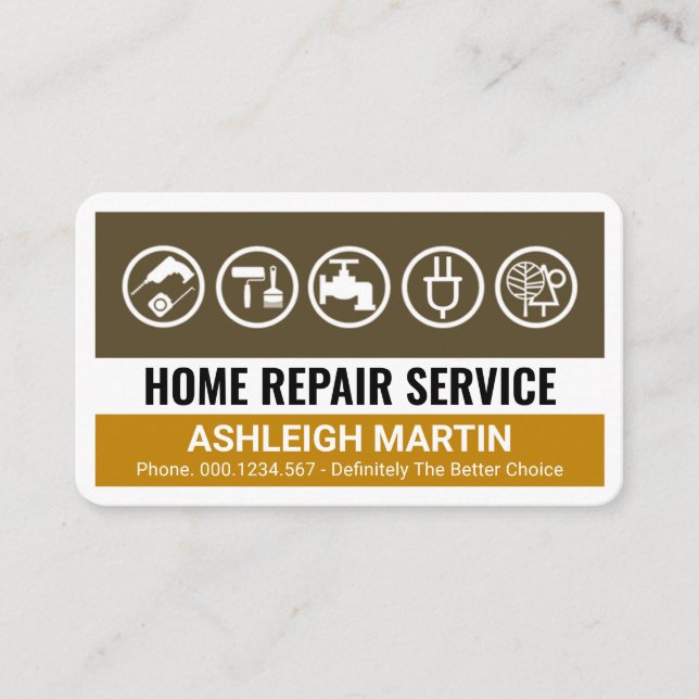 Creative Brown Handyman Tools Layers Visitenkarte (Vorderseite)