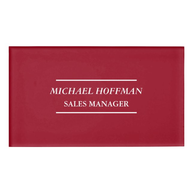 Creative Carmine Red Minimalistisch Classical Ital Namenschild (Vorderseite)