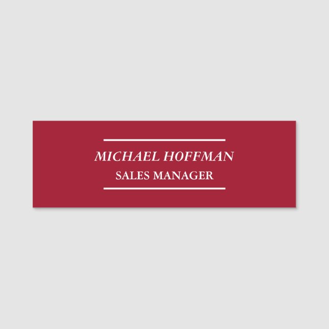 Creative Carmine Red Minimalistisch Classical Ital Namensschild (Vorderseite)