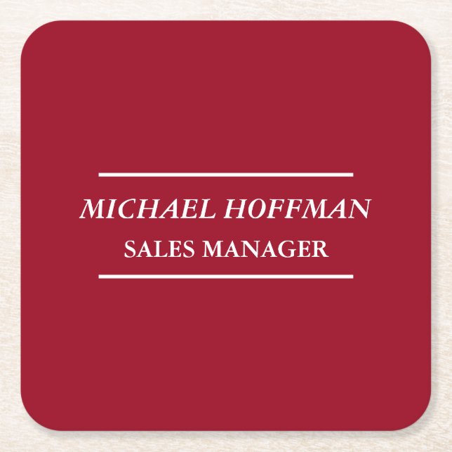 Creative Carmine Red Minimalistisch Classical Ital Rechteckiger Pappuntersetzer (Vorderseite)