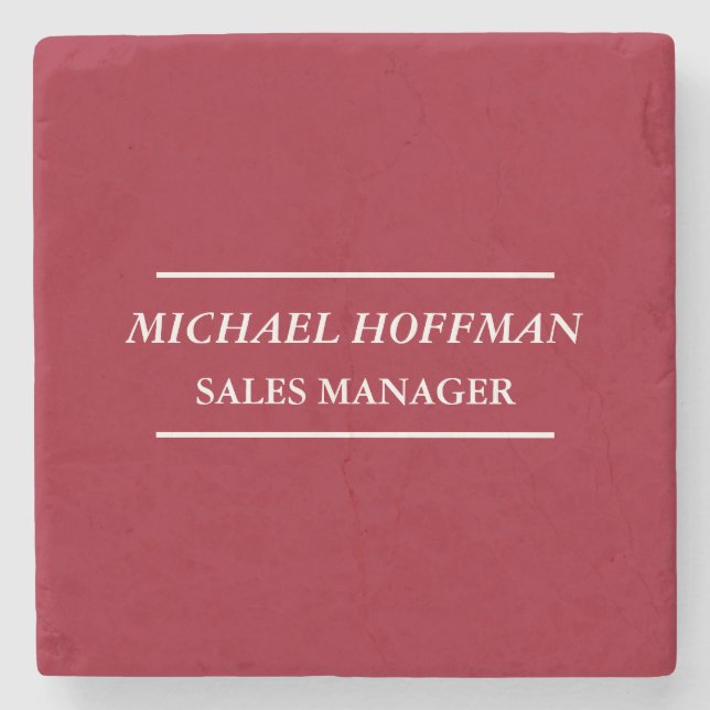 Creative Carmine Red Minimalistisch Classical Ital Steinuntersetzer (Vorderseite)