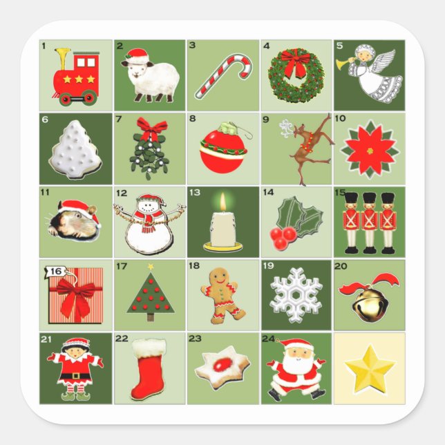 Creative Christmas Countdown Quadratischer Aufkleber (Vorderseite)