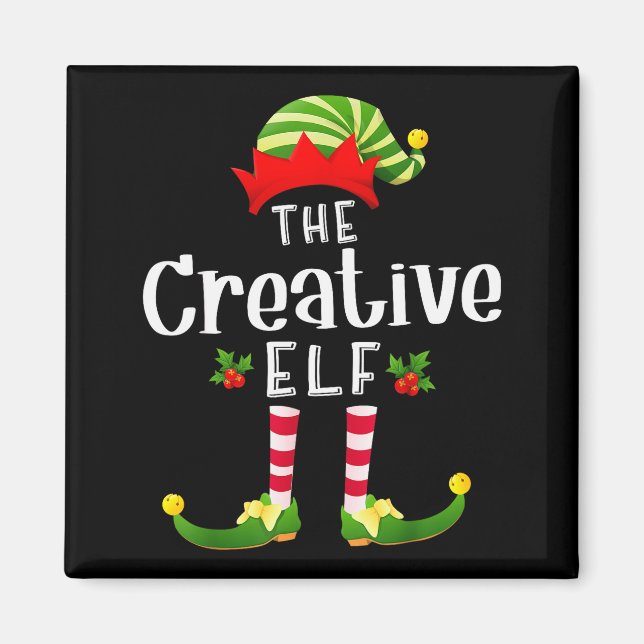 Creative Christmas Elf Matching Pajama X-mas Party Magnet (Vorne)