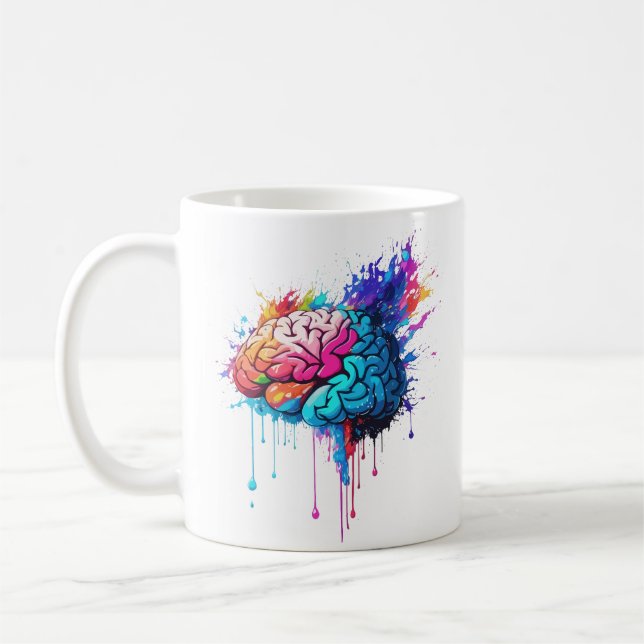 Creative Colorful Brain Splash Artwork Kaffeetasse (Links)