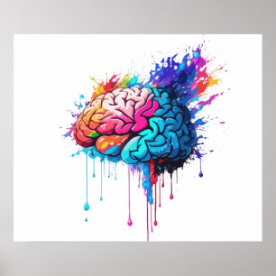 Creative Colorful Brain Splash Artwork Poster