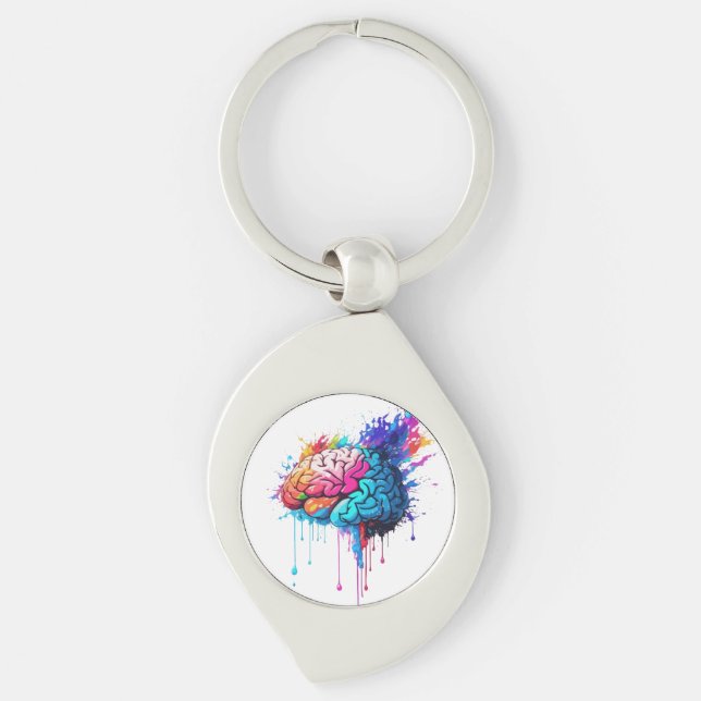 Creative Colorful Brain Splash Artwork Schlüsselanhänger (Vorderseite)