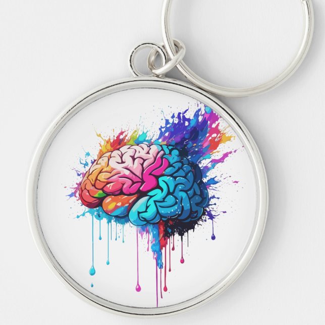 Creative Colorful Brain Splash Artwork Schlüsselanhänger (Vorne)