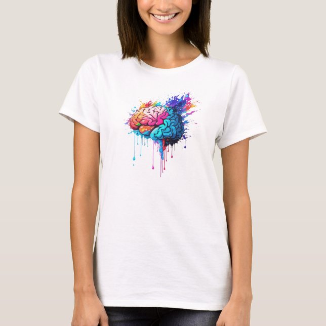 Creative Colorful Brain Splash Artwork T-Shirt (Vorderseite)