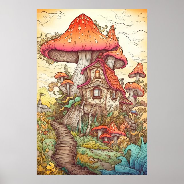 Creative Colorful Psychedelic Mushroom Art Poster (Vorne)