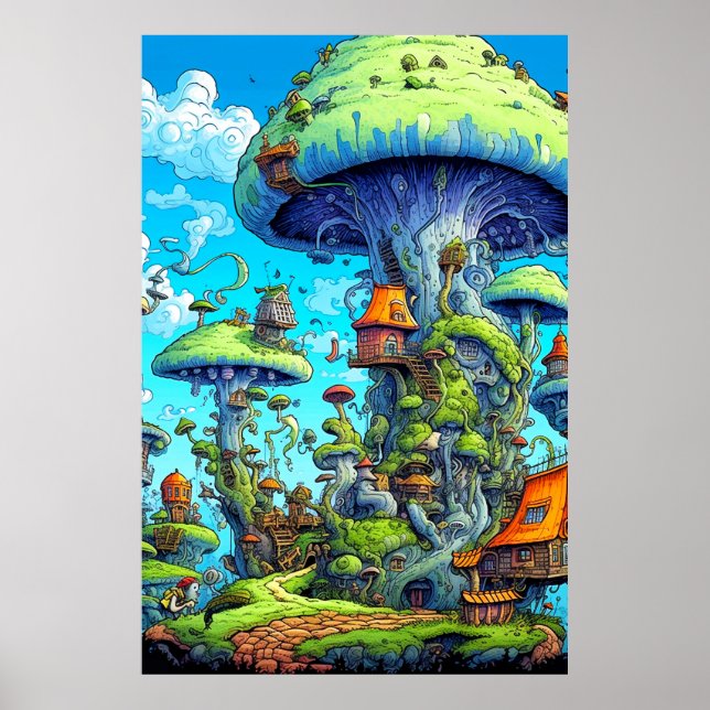 Creative Colorful Psychedelic Mushroom Art Poster (Vorne)