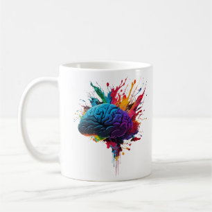 Creative Colorful Splash Brain Design Kaffeetasse